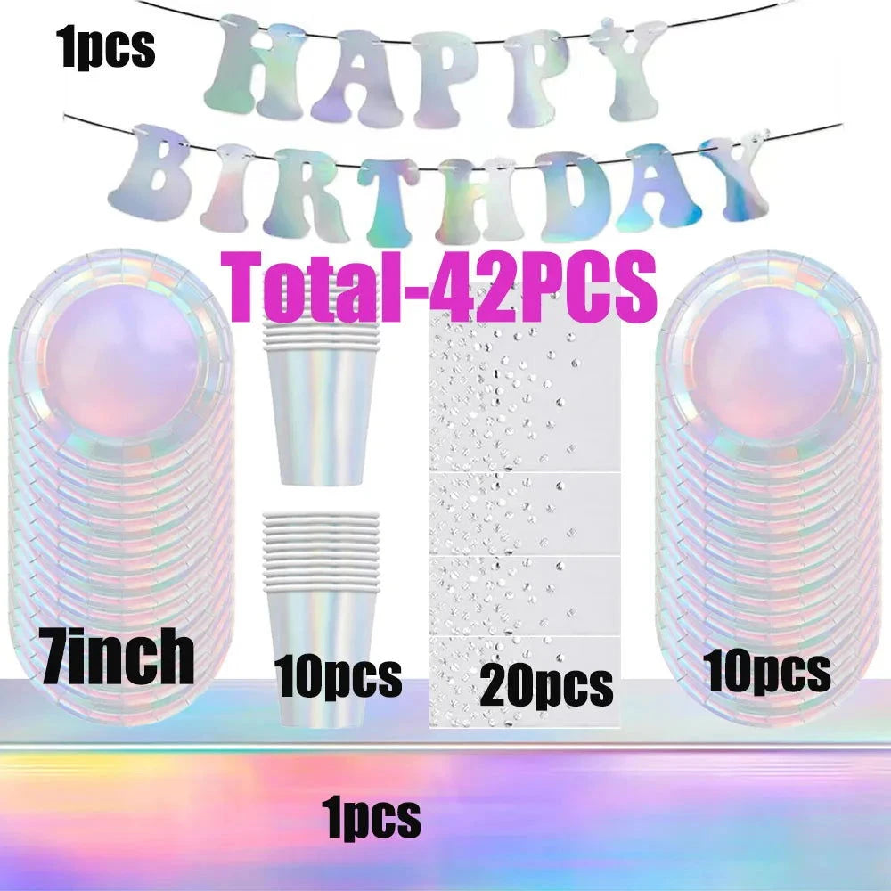 Holographic Disposable Tableware Set for Parties - candletown.net