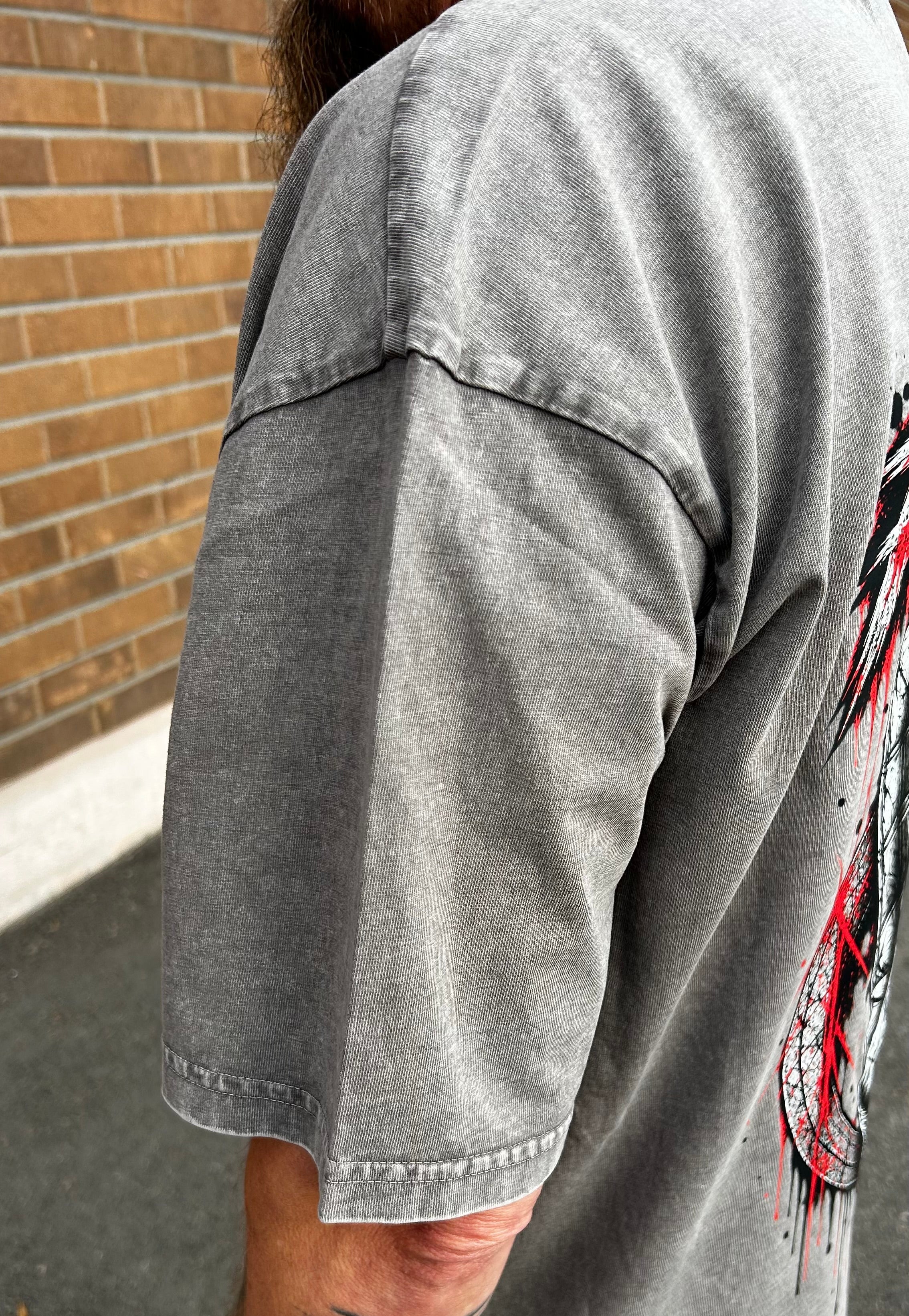 ROKROK Acid Washed T-Shirt, Asphalt & Black