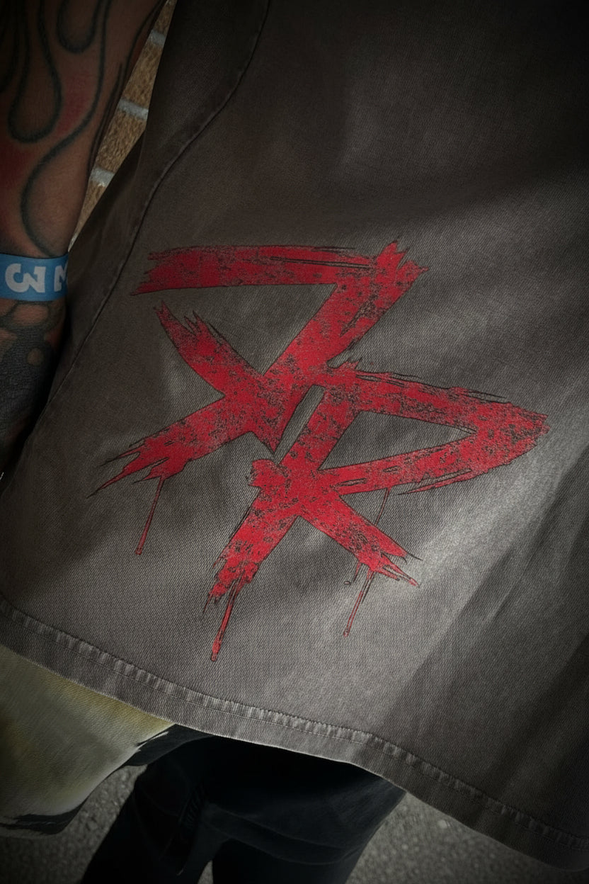 ROKROK Acid Washed T-Shirt, Asphalt & Black