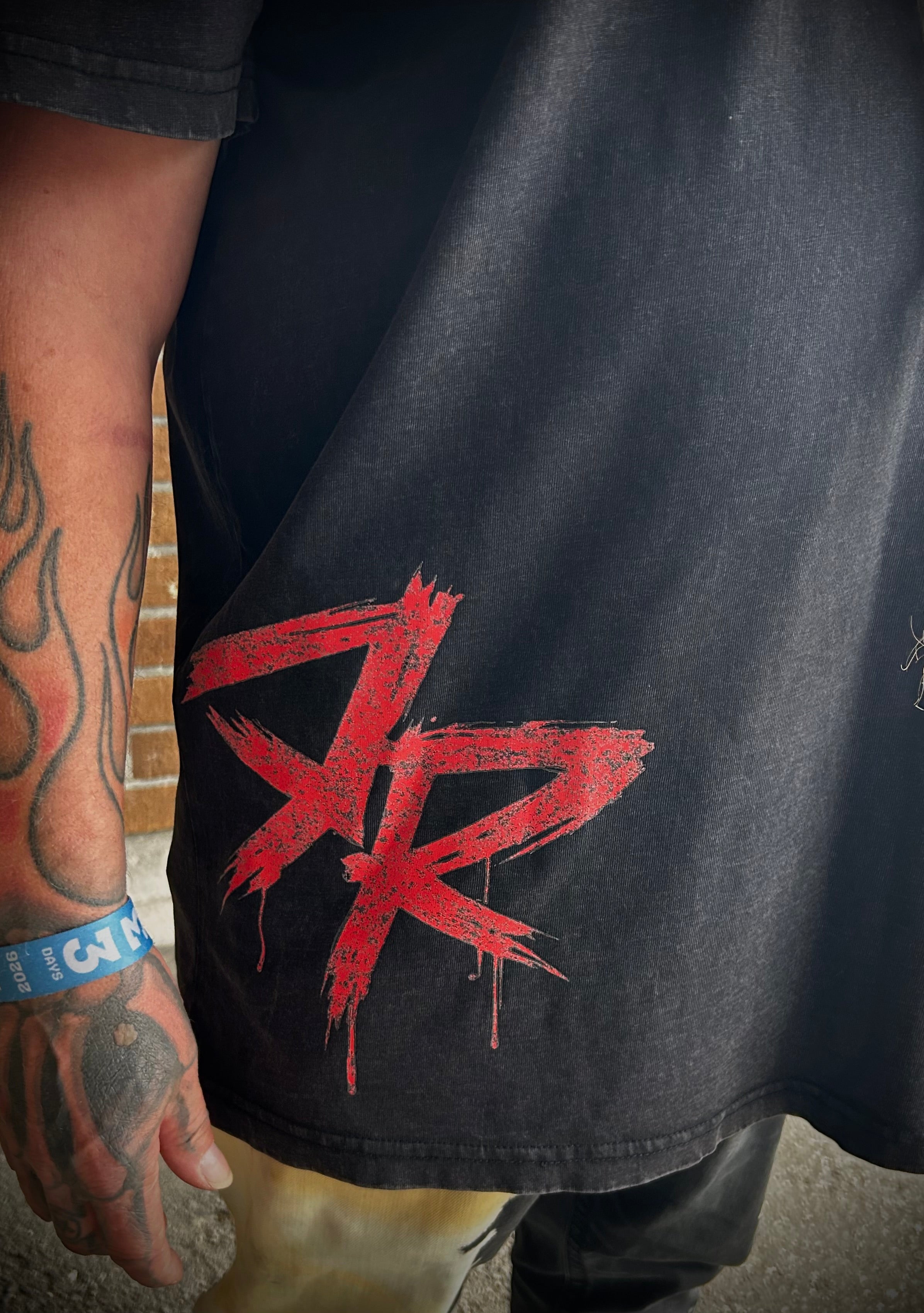 ROKROK Acid Washed T-Shirt, Asphalt & Black