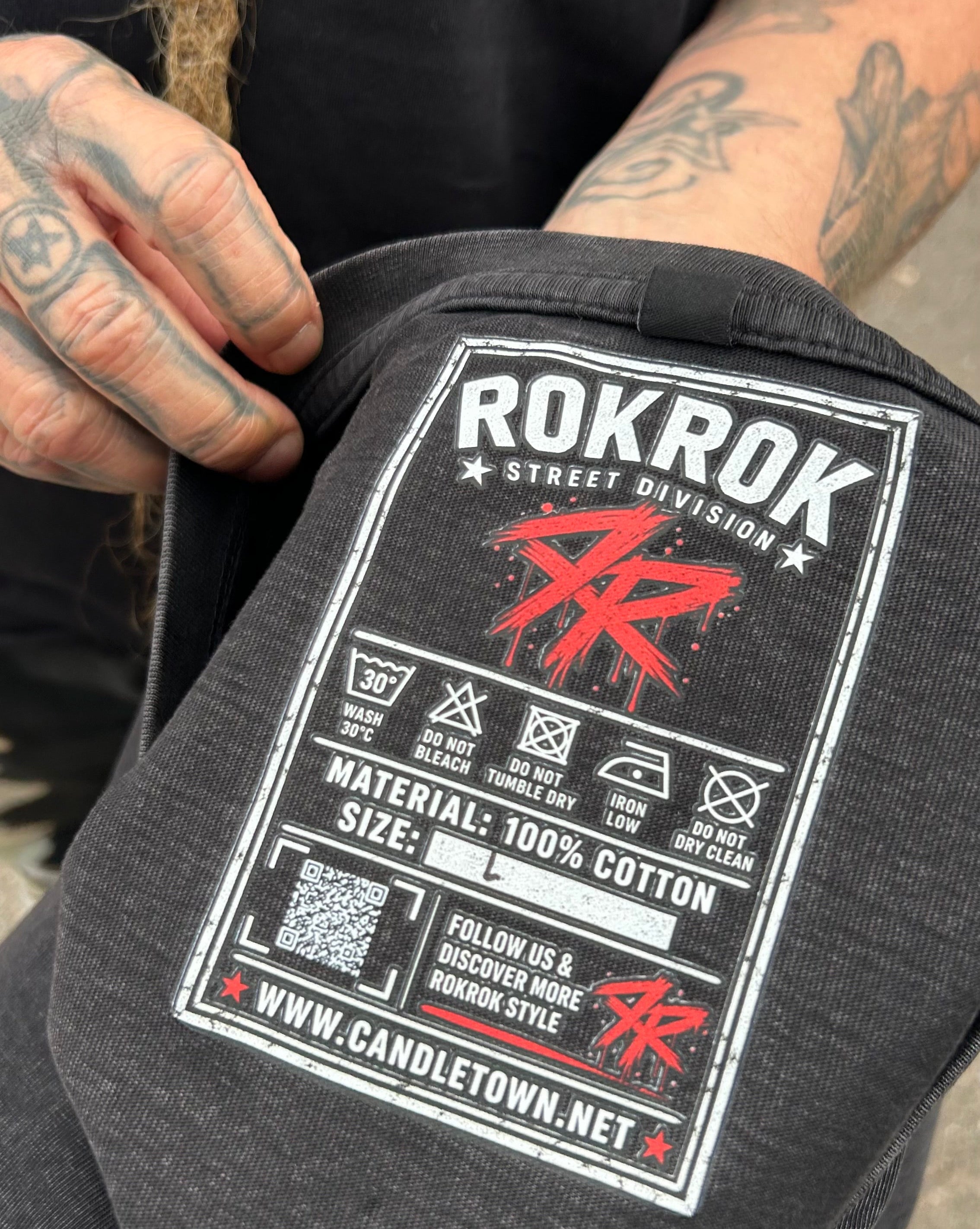 ROKROK Acid Washed T-Shirt, Asphalt & Black