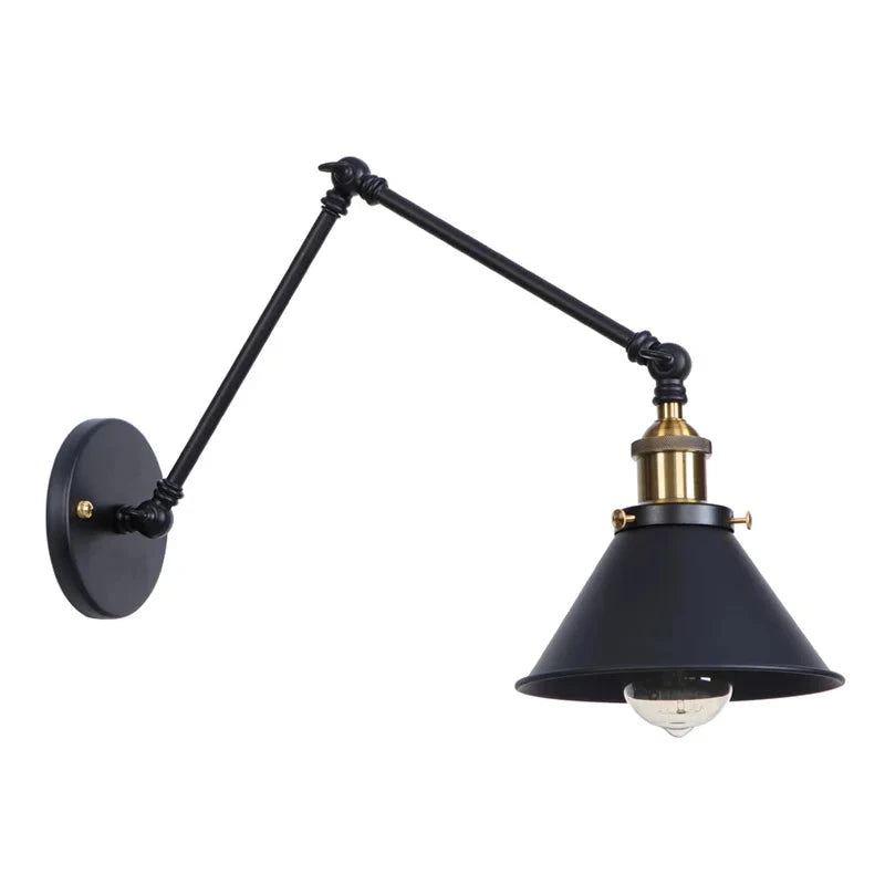 IWHD Long Arm LED Wall Light Sconce Gold Pull Chain Switch Hallway Bedroom Living Room Iron Industrial Adjustable Bedside Lamp - candletown.net