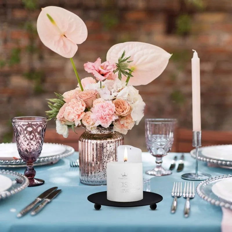 Iron Plate Candle Holder - Decorative Stand for Pillar & Ball Candles - candletown.net