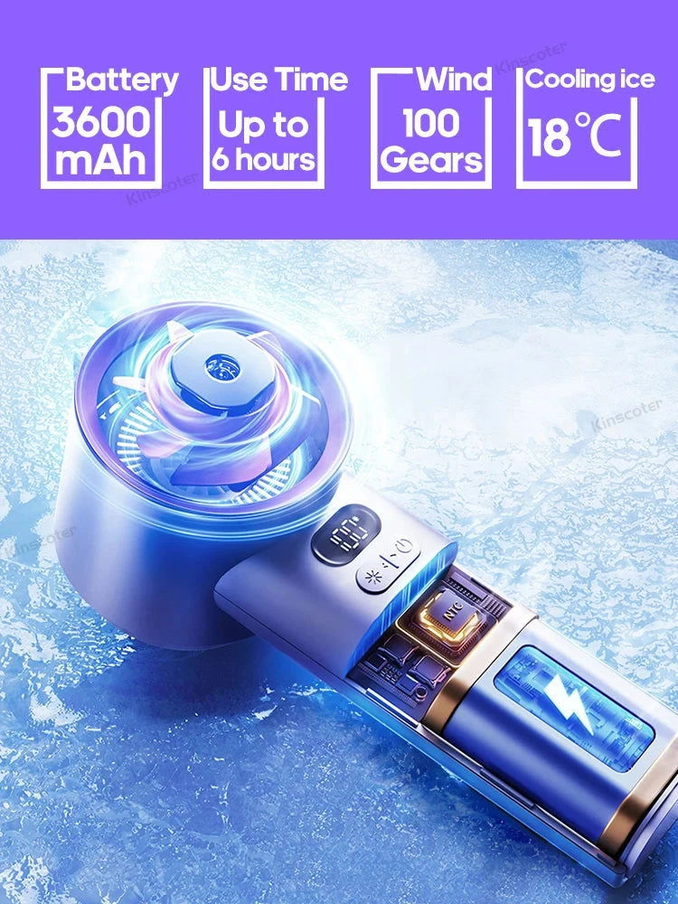 KINSCOTER Portable Handheld Turbo Fan 100 Wind Speeds Adjustable Mini Personal Fan Battery Operated Electric Eyelash Fan - candletown.net