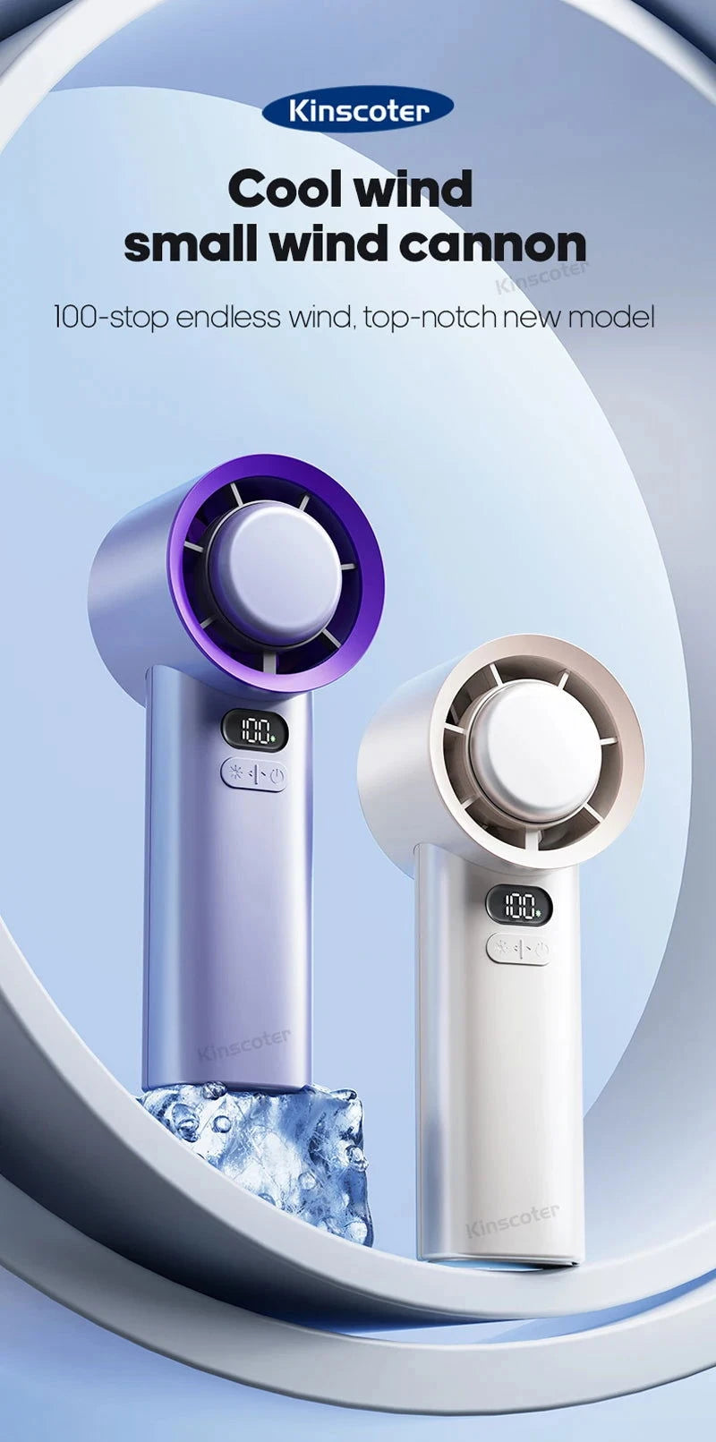 KINSCOTER Portable Handheld Turbo Fan 100 Wind Speeds Adjustable Mini Personal Fan Battery Operated Electric Eyelash Fan - candletown.net