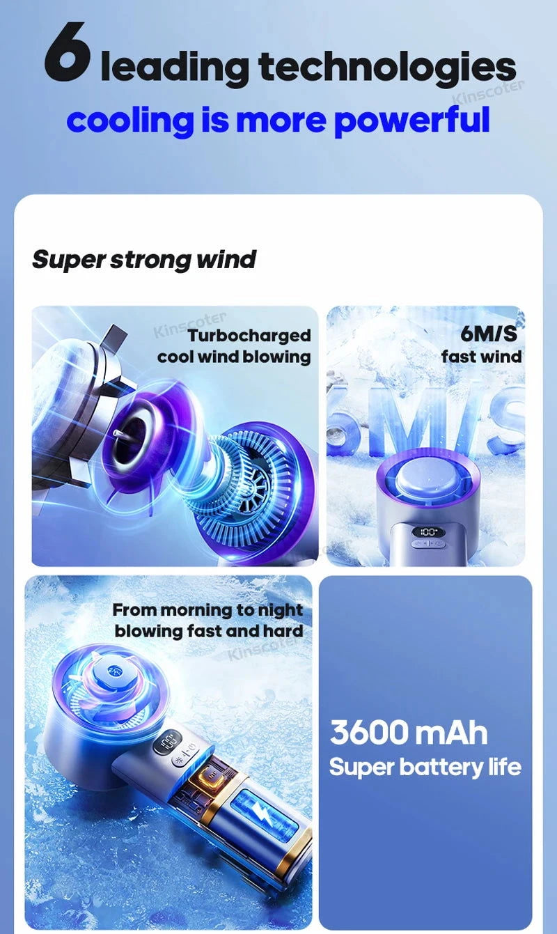 KINSCOTER Portable Handheld Turbo Fan 100 Wind Speeds Adjustable Mini Personal Fan Battery Operated Electric Eyelash Fan - candletown.net