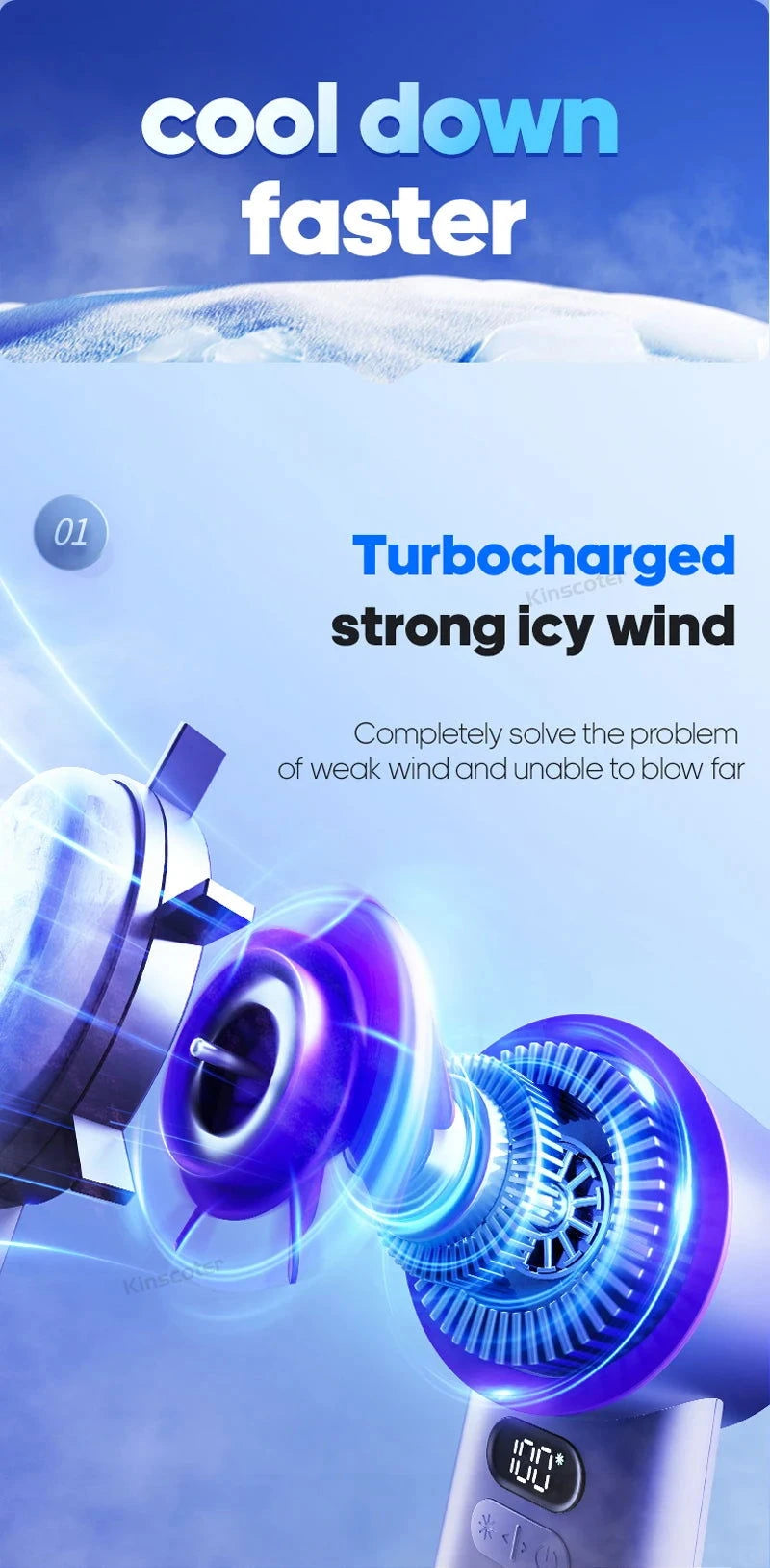 KINSCOTER Portable Handheld Turbo Fan 100 Wind Speeds Adjustable Mini Personal Fan Battery Operated Electric Eyelash Fan - candletown.net