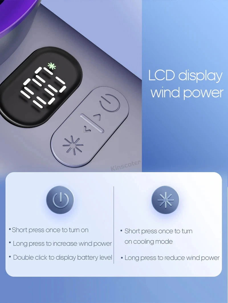 KINSCOTER Portable Handheld Turbo Fan 100 Wind Speeds Adjustable Mini Personal Fan Battery Operated Electric Eyelash Fan - candletown.net