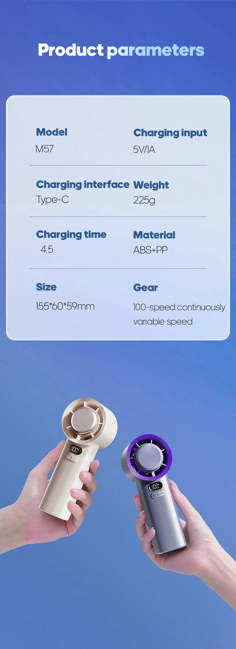 KINSCOTER Portable Handheld Turbo Fan 100 Wind Speeds Adjustable Mini Personal Fan Battery Operated Electric Eyelash Fan - candletown.net