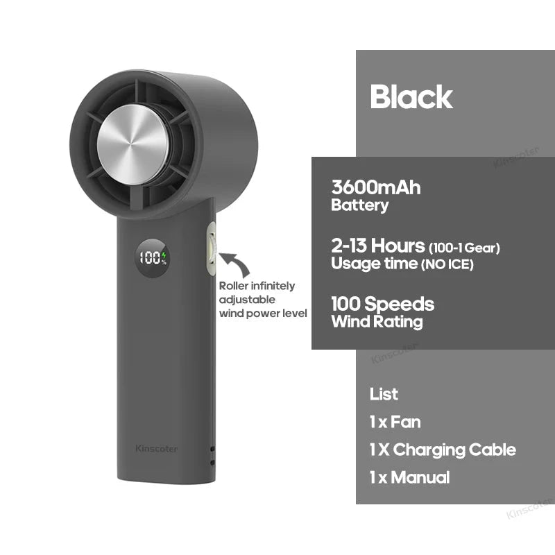 KINSCOTER Portable Handheld Turbo Fan 100 Wind Speeds Adjustable Mini Personal Fan Battery Operated Electric Eyelash Fan - candletown.net