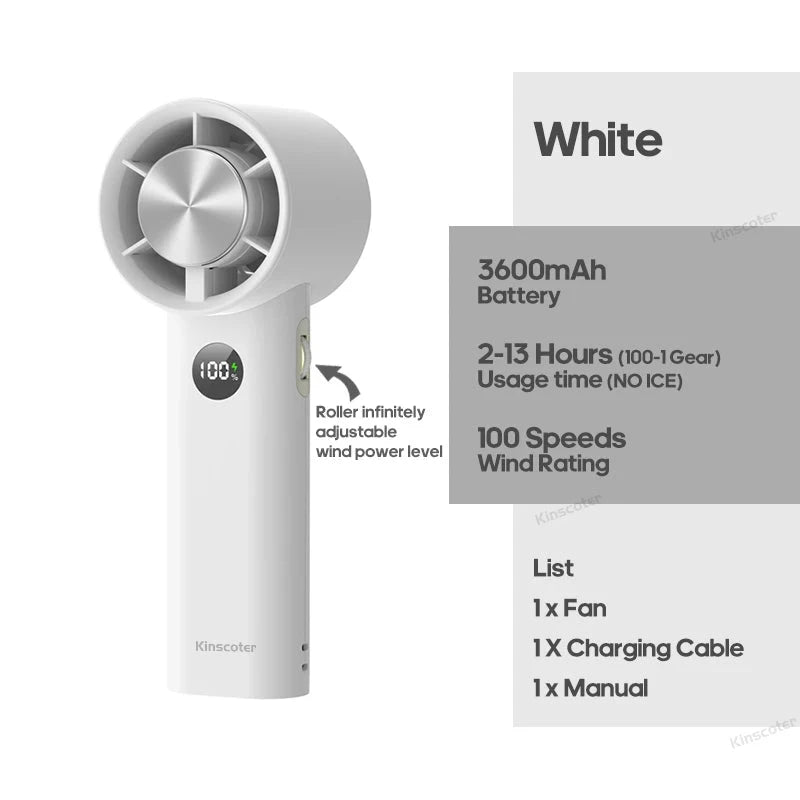 KINSCOTER Portable Handheld Turbo Fan 100 Wind Speeds Adjustable Mini Personal Fan Battery Operated Electric Eyelash Fan - candletown.net