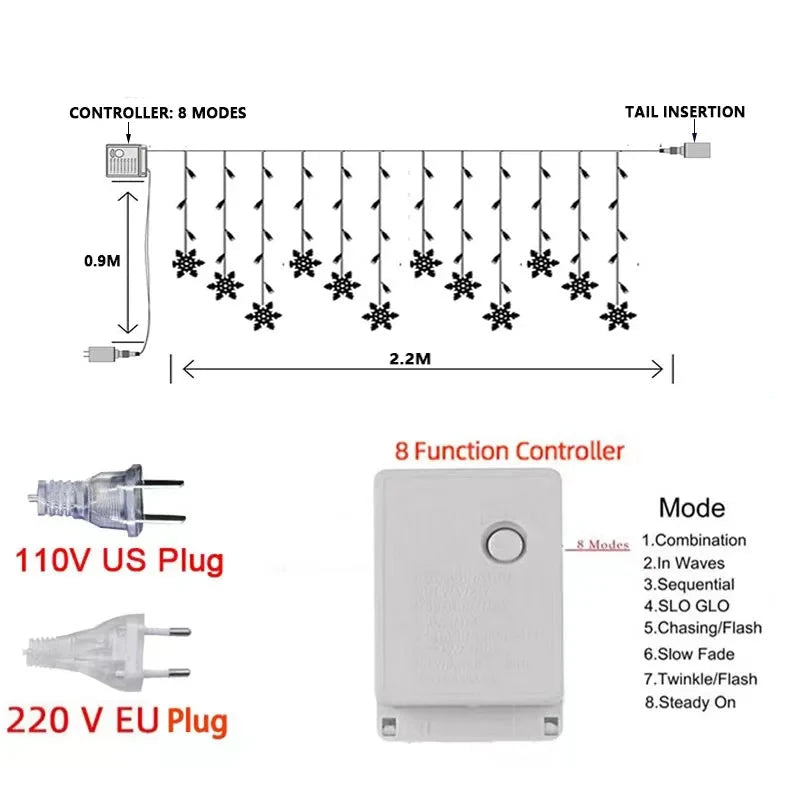LED Snowflake Curtain Lights - candletown.net