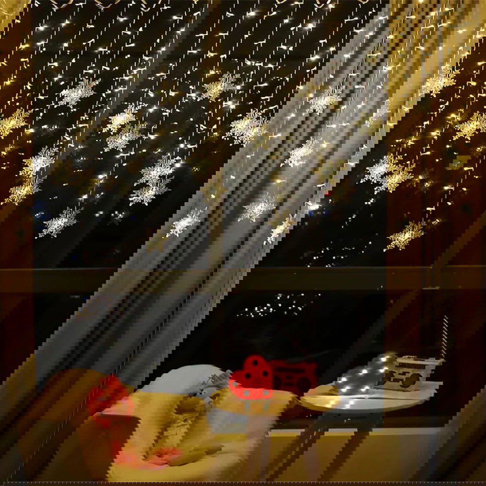 LED Snowflake & Icicle Curtain Lights - Perfect for Christmas & New Year Decor - candletown.net