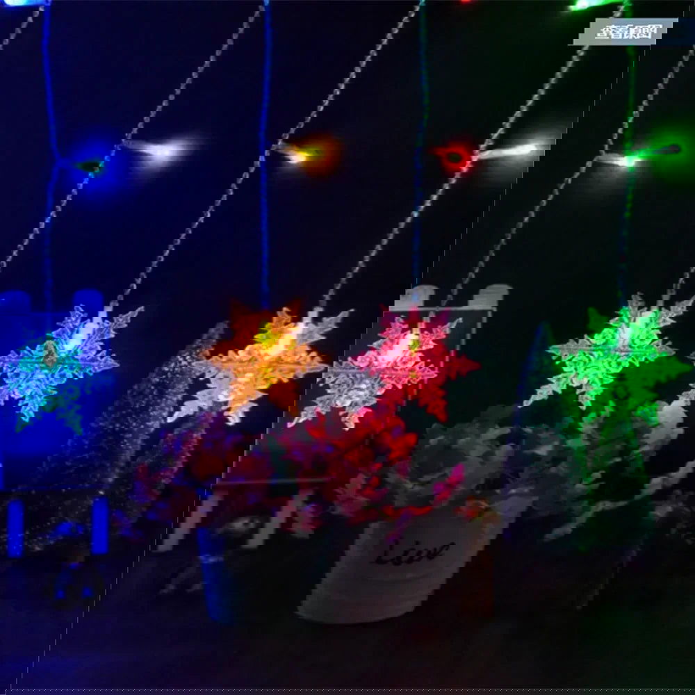 LED Snowflake & Icicle Curtain Lights - Perfect for Christmas & New Year Decor - candletown.net