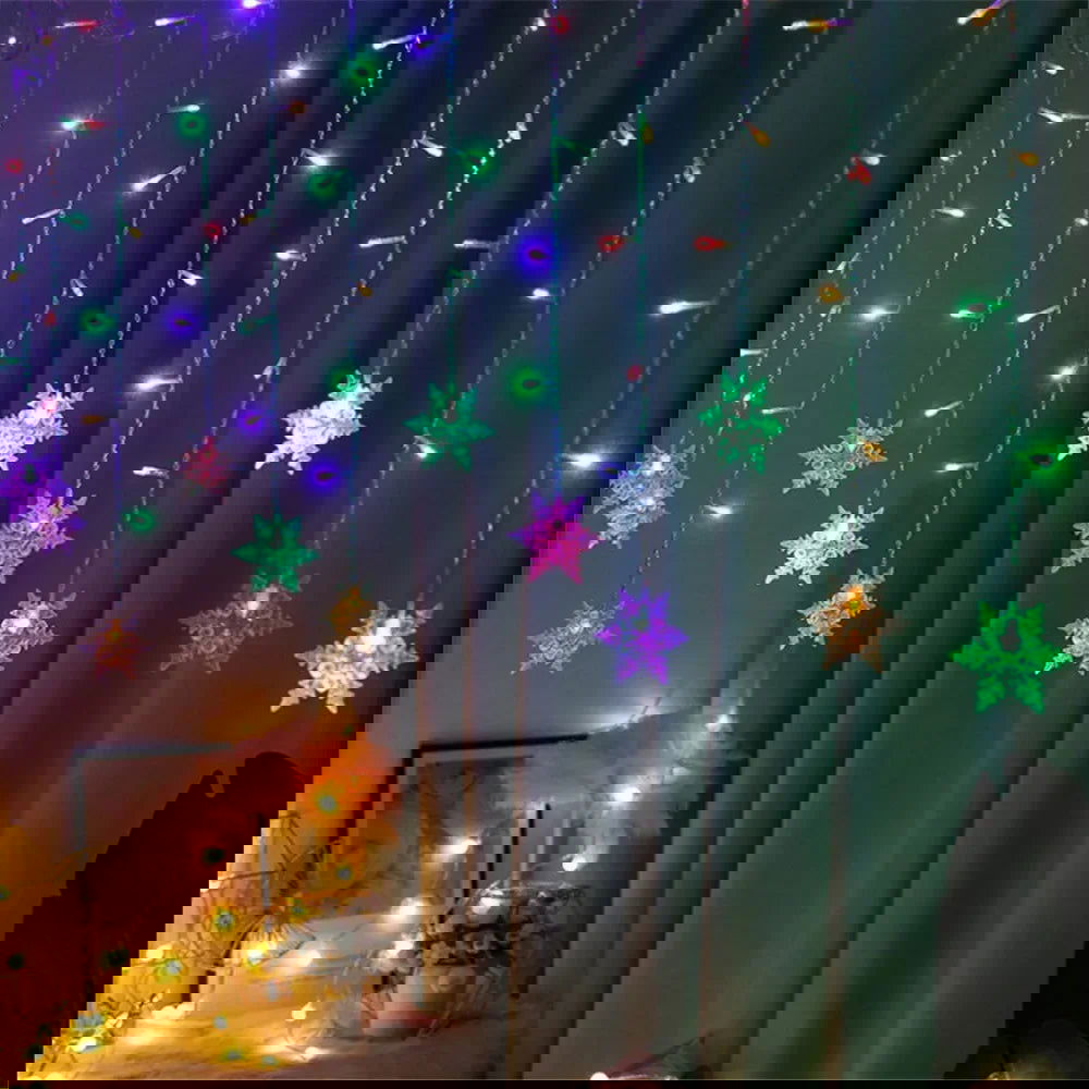 LED Snowflake & Icicle Curtain Lights - Perfect for Christmas & New Year Decor - candletown.net