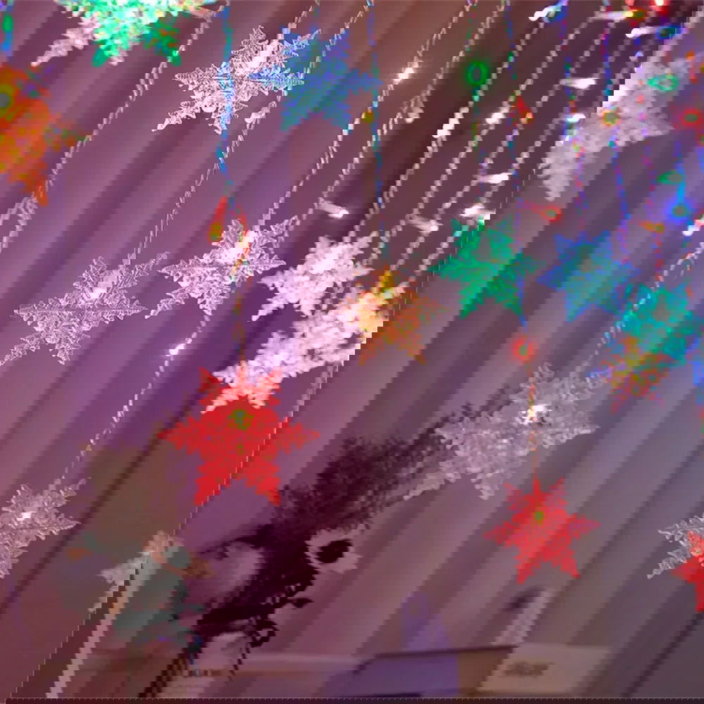 LED Snowflake & Icicle Curtain Lights - Perfect for Christmas & New Year Decor - candletown.net