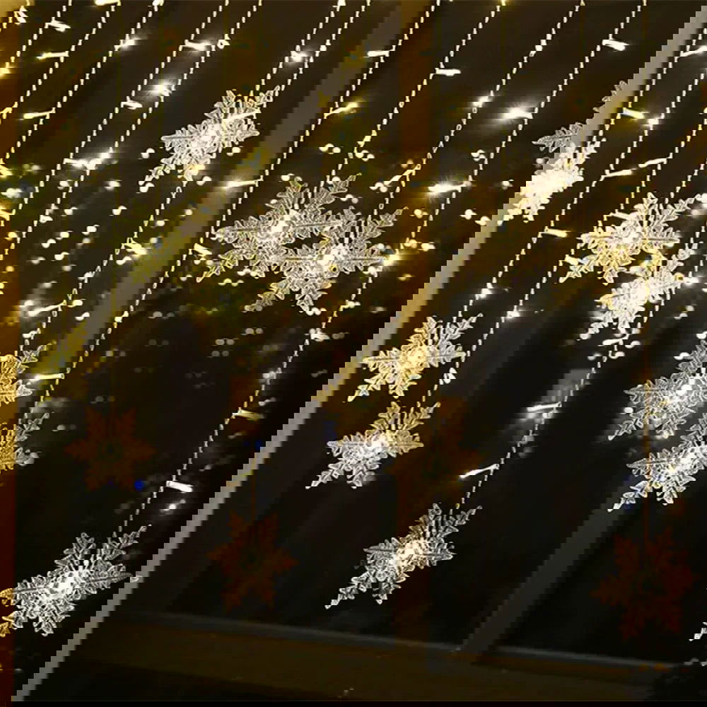 LED Snowflake & Icicle Curtain Lights - Perfect for Christmas & New Year Decor - candletown.net