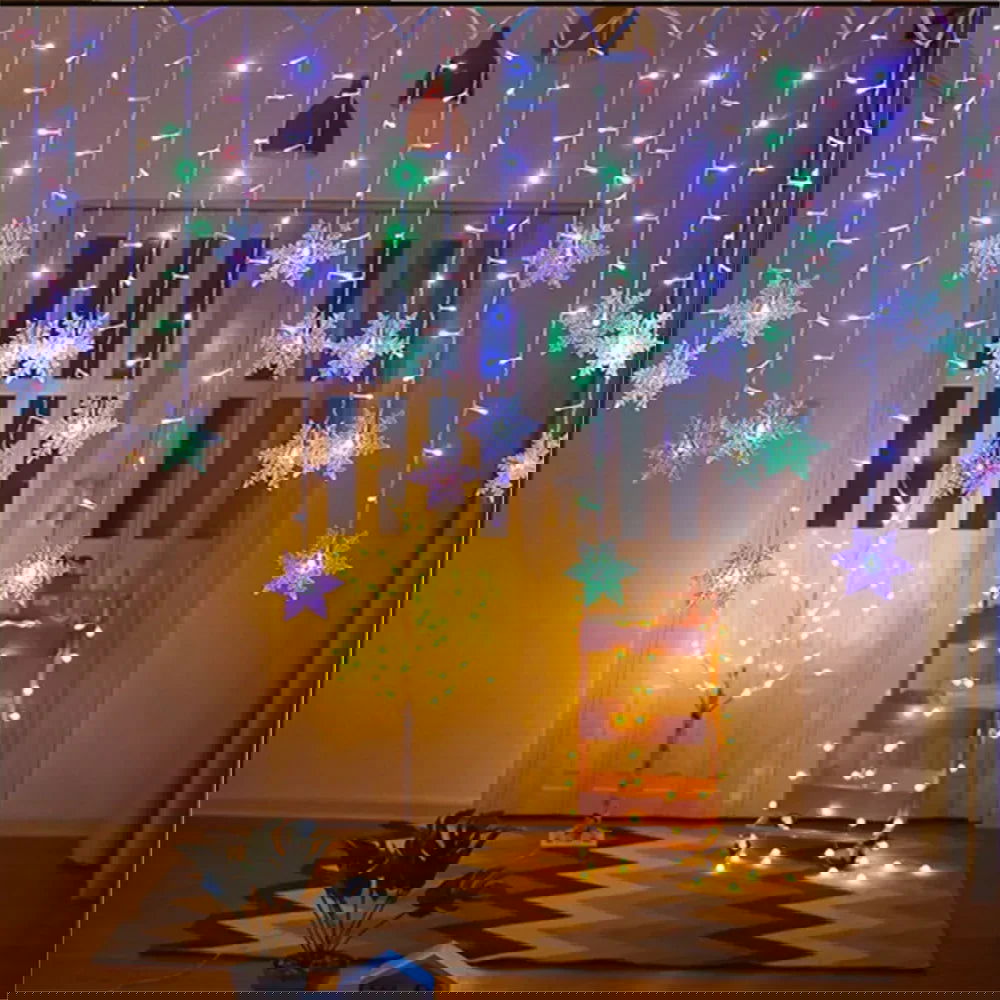LED Snowflake & Icicle Curtain Lights - Perfect for Christmas & New Year Decor - candletown.net
