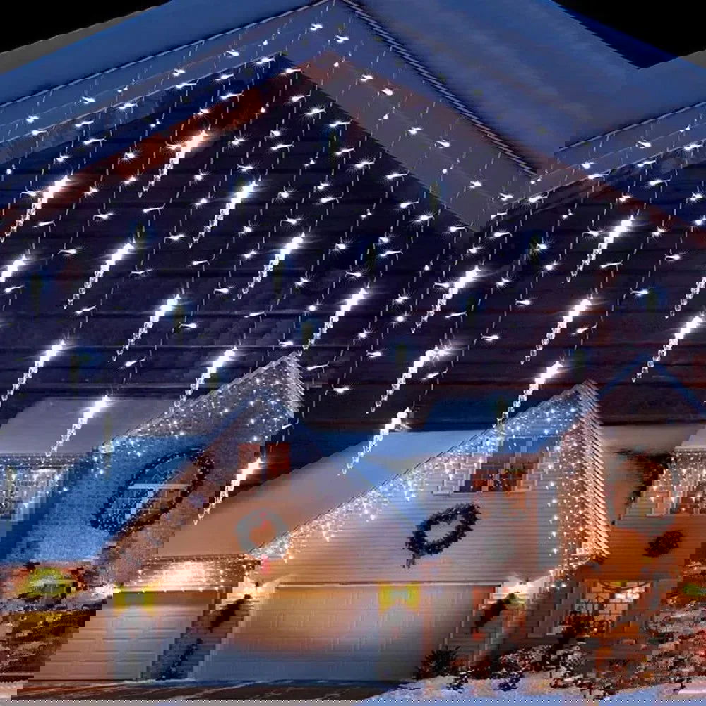 LED Snowflake & Icicle Curtain Lights - Perfect for Christmas & New Year Decor - candletown.net