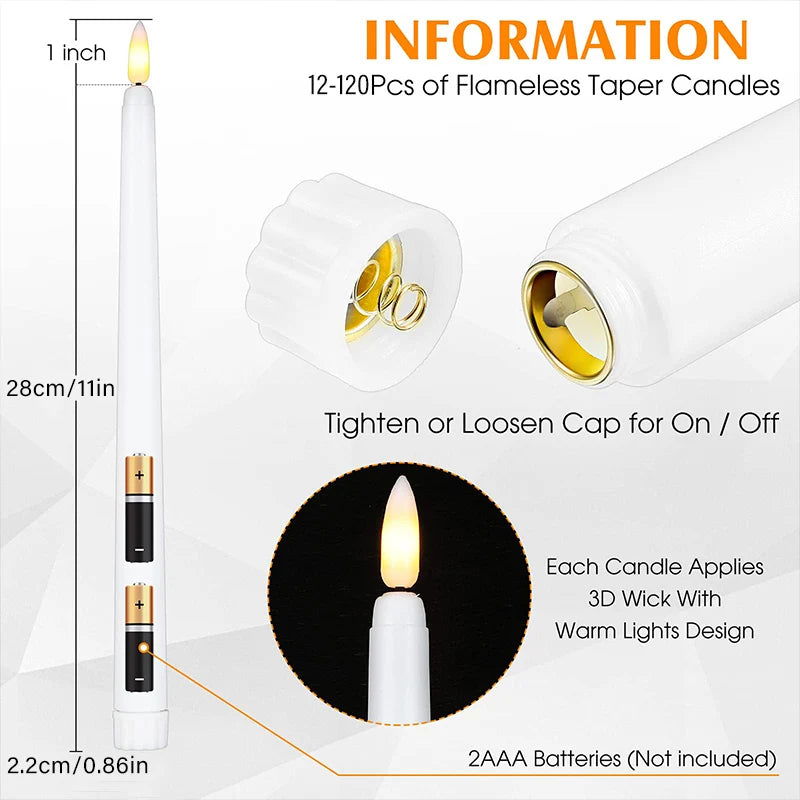 LED Taper Candle with Flickering Flame - Battery Operated for Elegant Decor - candletown.net