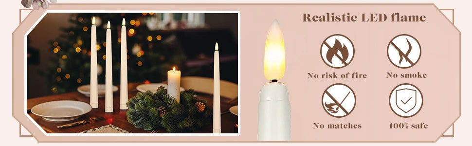 LED Taper Candle with Flickering Flame - Battery Operated for Elegant Decor - candletown.net