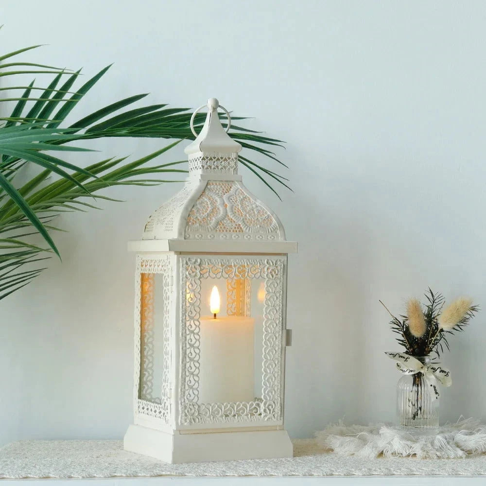 Metal Candle Lantern Decorative Hanging Candlestick Lantern Outdoor Lantern for Living Room Wedding Party Home Decor - candletown.net