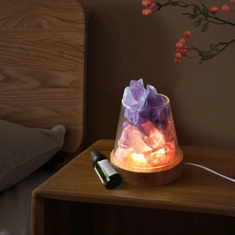 Natural Himalayan Salt Crystal Lamp with Essential Oil Diffuser - candletown.net