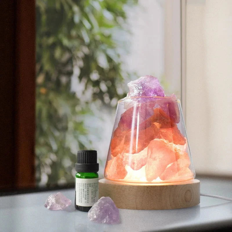 Natural Himalayan Salt Crystal Lamp with Essential Oil Diffuser - candletown.net