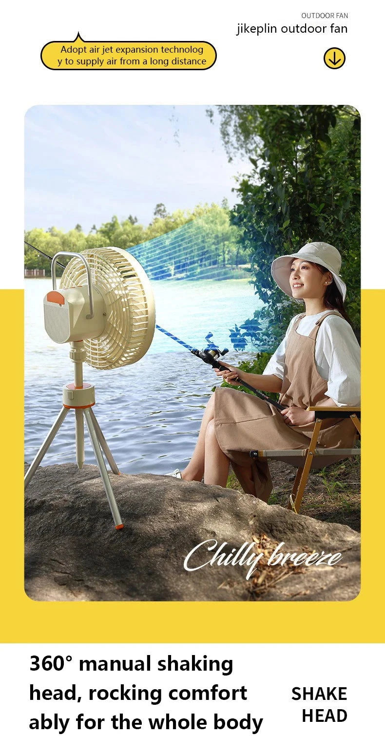 New 12000mAh Camping Fan Rechargeable Tripod Fan Portable Circulator Wireless Ceiling Electric Fan with Power Bank LED Lighting - candletown.net
