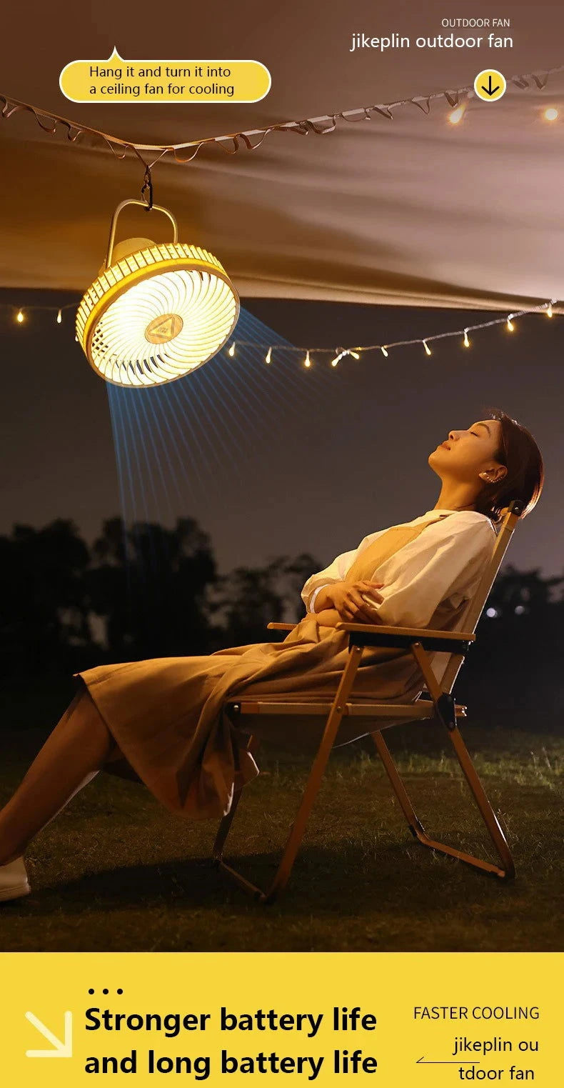 New 12000mAh Camping Fan Rechargeable Tripod Fan Portable Circulator Wireless Ceiling Electric Fan with Power Bank LED Lighting - candletown.net