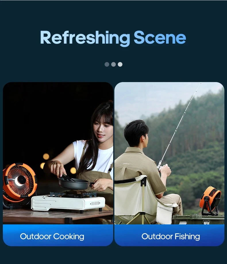 Portable 6 in 1 Outdoor Camping Fan 20000mAh Rechargeable Wireless Tent Ceiling Fan 4 Speed Adjustment LED Lighting Power Bank - candletown.net