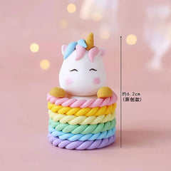 Rainbow Unicorn Cake Topper  Girl Baby Shower Birthday Decoration Kids Liked Unicorn Theme Decor Cupcake Party Baking Supplies - candletown.net