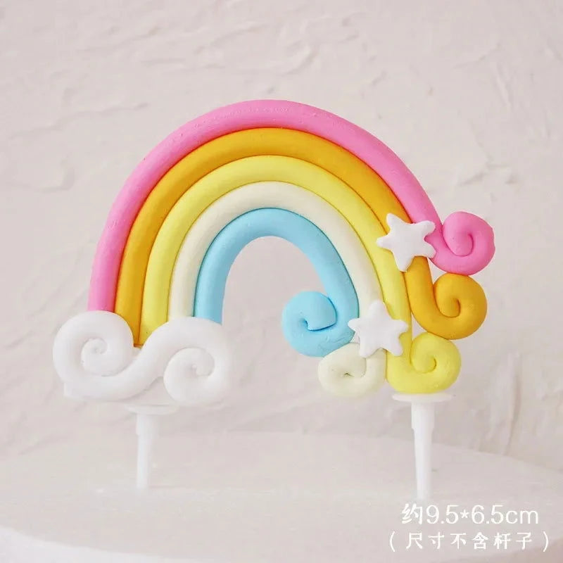 Rainbow Unicorn Cake Topper  Girl Baby Shower Birthday Decoration Kids Liked Unicorn Theme Decor Cupcake Party Baking Supplies - candletown.net