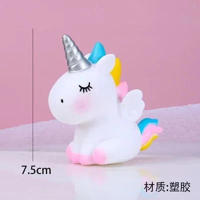 Rainbow Unicorn Cake Topper  Girl Baby Shower Birthday Decoration Kids Liked Unicorn Theme Decor Cupcake Party Baking Supplies - candletown.net
