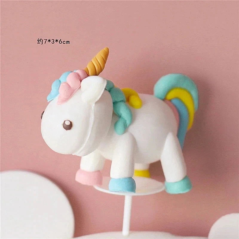 Rainbow Unicorn Cake Topper  Girl Baby Shower Birthday Decoration Kids Liked Unicorn Theme Decor Cupcake Party Baking Supplies - candletown.net