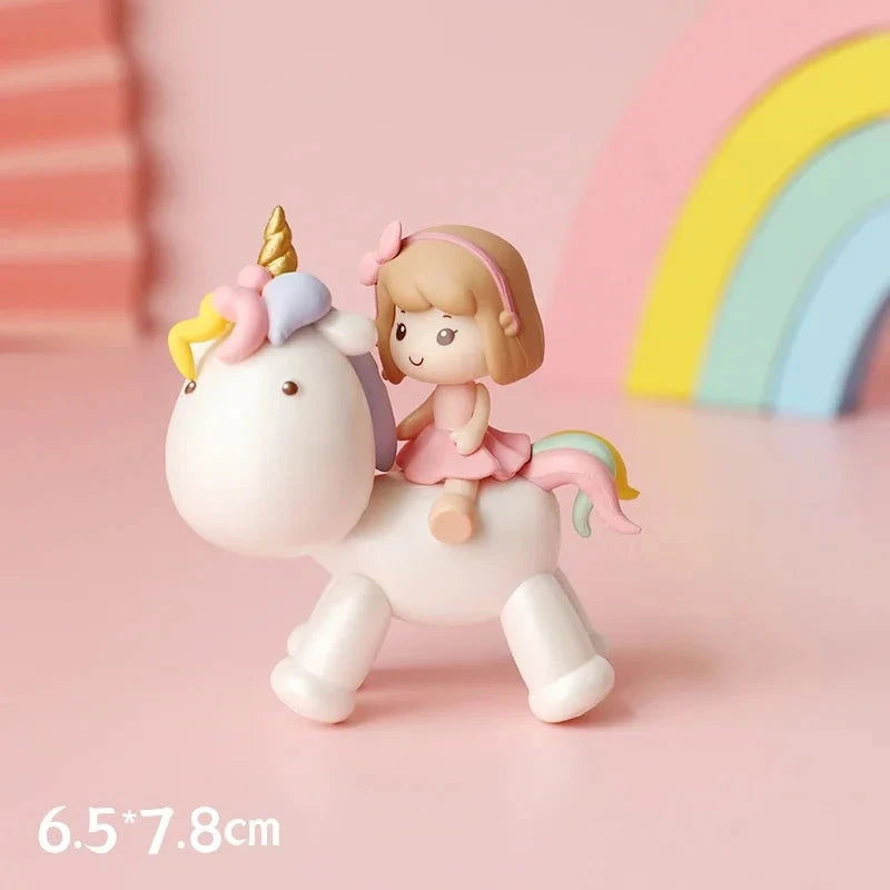 Rainbow Unicorn Cake Topper  Girl Baby Shower Birthday Decoration Kids Liked Unicorn Theme Decor Cupcake Party Baking Supplies - candletown.net
