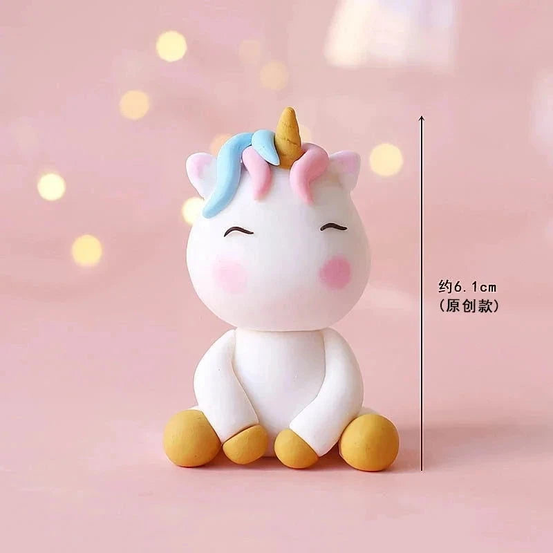 Rainbow Unicorn Cake Topper  Girl Baby Shower Birthday Decoration Kids Liked Unicorn Theme Decor Cupcake Party Baking Supplies - candletown.net