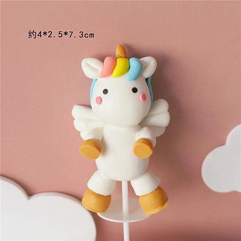 Rainbow Unicorn Cake Topper  Girl Baby Shower Birthday Decoration Kids Liked Unicorn Theme Decor Cupcake Party Baking Supplies - candletown.net