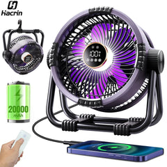 Rechargeable Camping Fan with LED Light - candletown.net