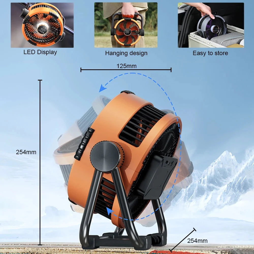 Rechargeable Camping Fan with LED Light - candletown.net