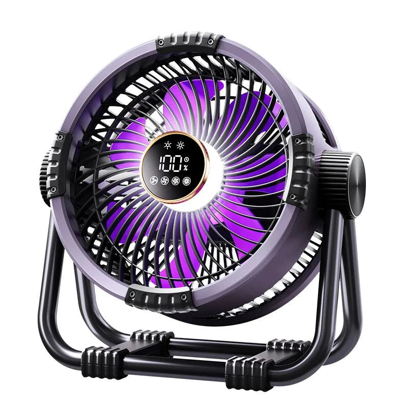 Rechargeable Camping Fan with LED Light - candletown.net