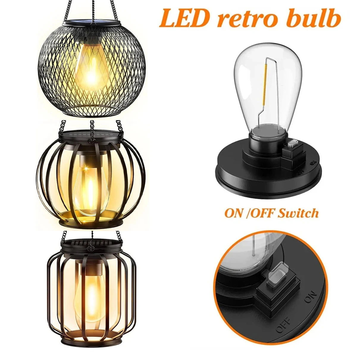 Retro Solar Hanging Lantern - candletown.net