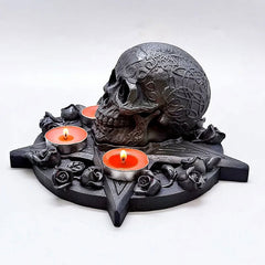 Rose Skull Funeral Candle Stand Mold - DIY Resin, Paste, and Gypsum Silicone Mold - candletown.net