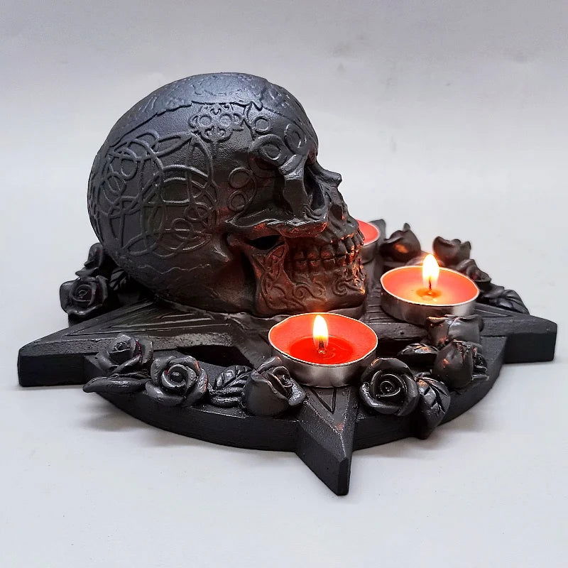 Rose Skull Funeral Candle Stand Mold - DIY Resin, Paste, and Gypsum Silicone Mold - candletown.net