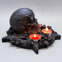 Rose Skull Funeral Candle Stand Mold - DIY Resin, Paste, and Gypsum Silicone Mold - candletown.net