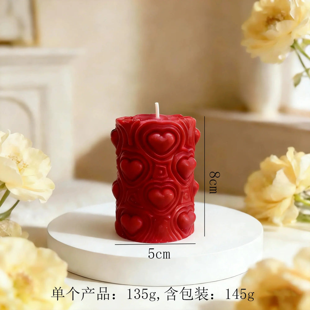 Heart Pattern Pillar Candle - candletown.net