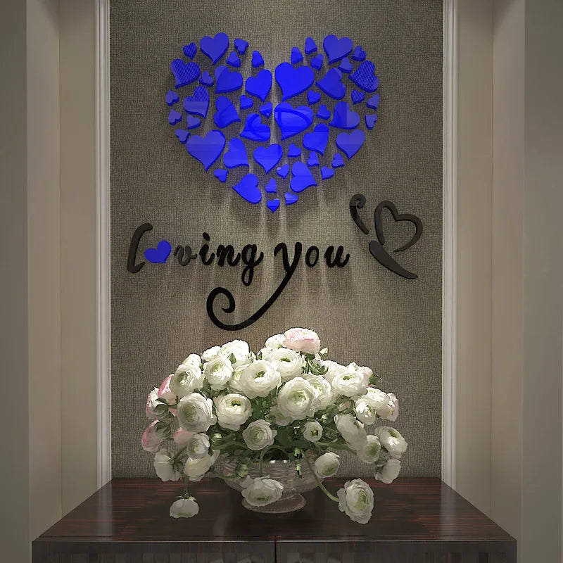 DIY Love Heart Acrylic Wall Stickers – 3D Mirror Decor - candletown.net