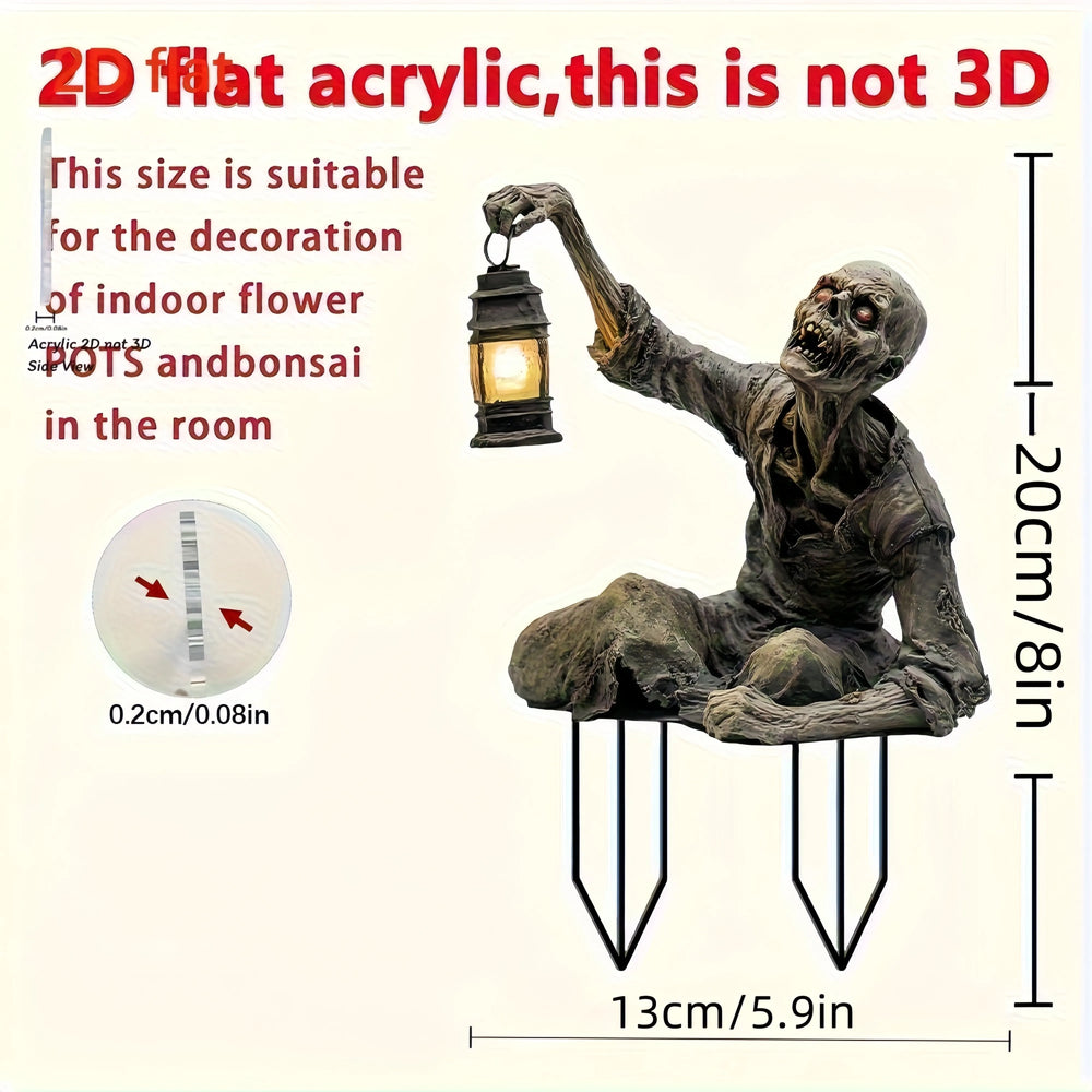 Halloween Zombie Lantern Ground Ornament – Acrylic Spooky Yard Decoration - candletown.net