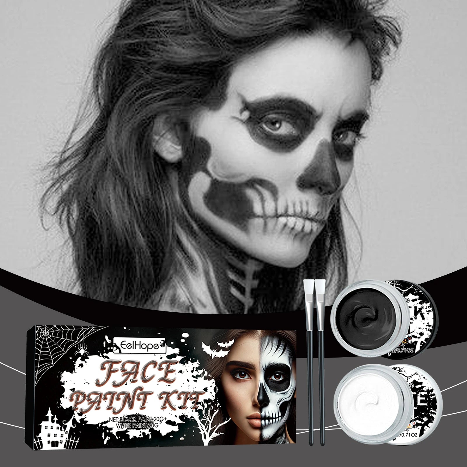 Black & White Halloween Face Paint Set - candletown.net