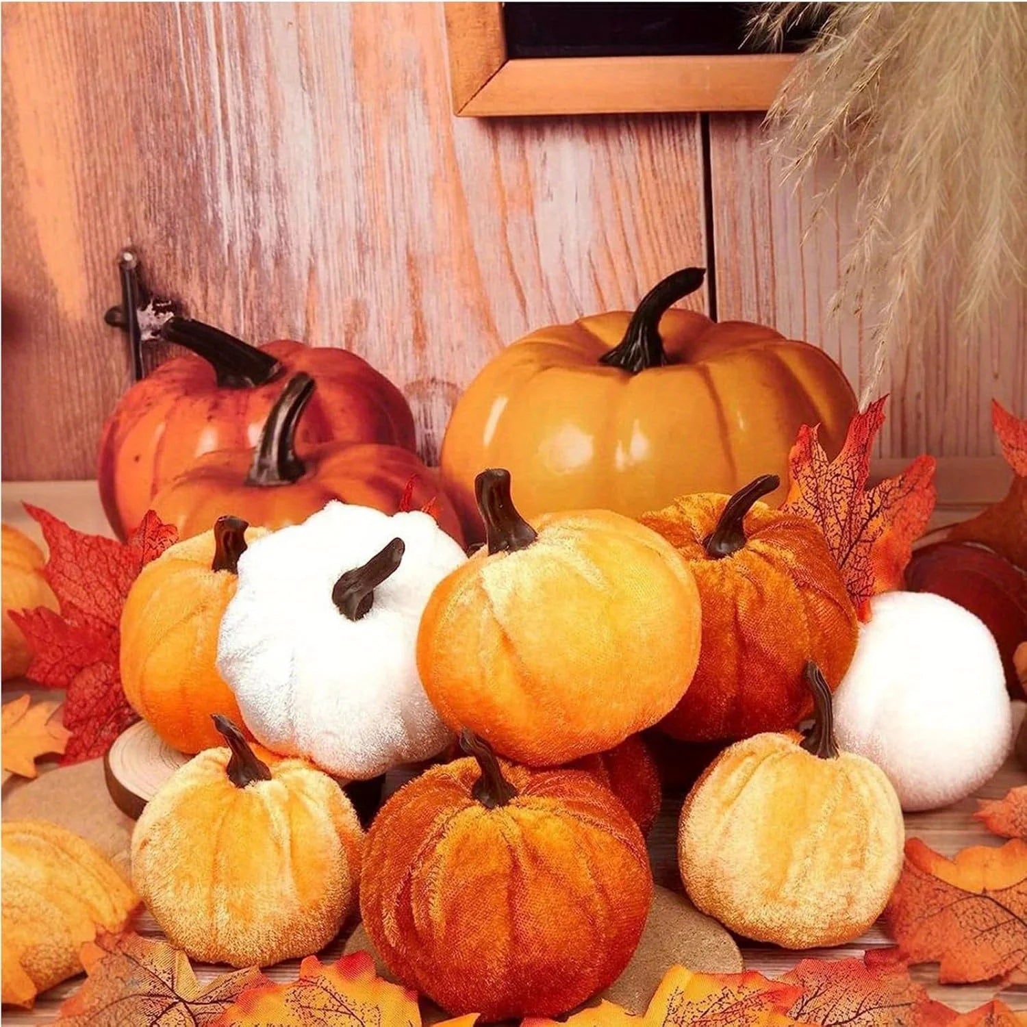 9 PCS Velvet Pumpkins Halloween Fall Decor Table Decor 3 Colors